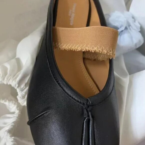 Maison Margiela Tabi Ballet Flats Black Size 39 US 9 w/ Elastic Band Japan - Picture 2 of 4